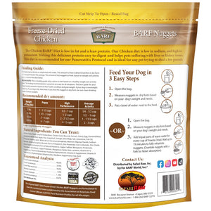 Back of the packaging for Freeze-Dried Chicken BARF Nuggets from BARF World