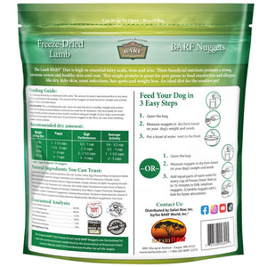 Back of the bag of Freeze-Dried Lamb BARF Nuggets