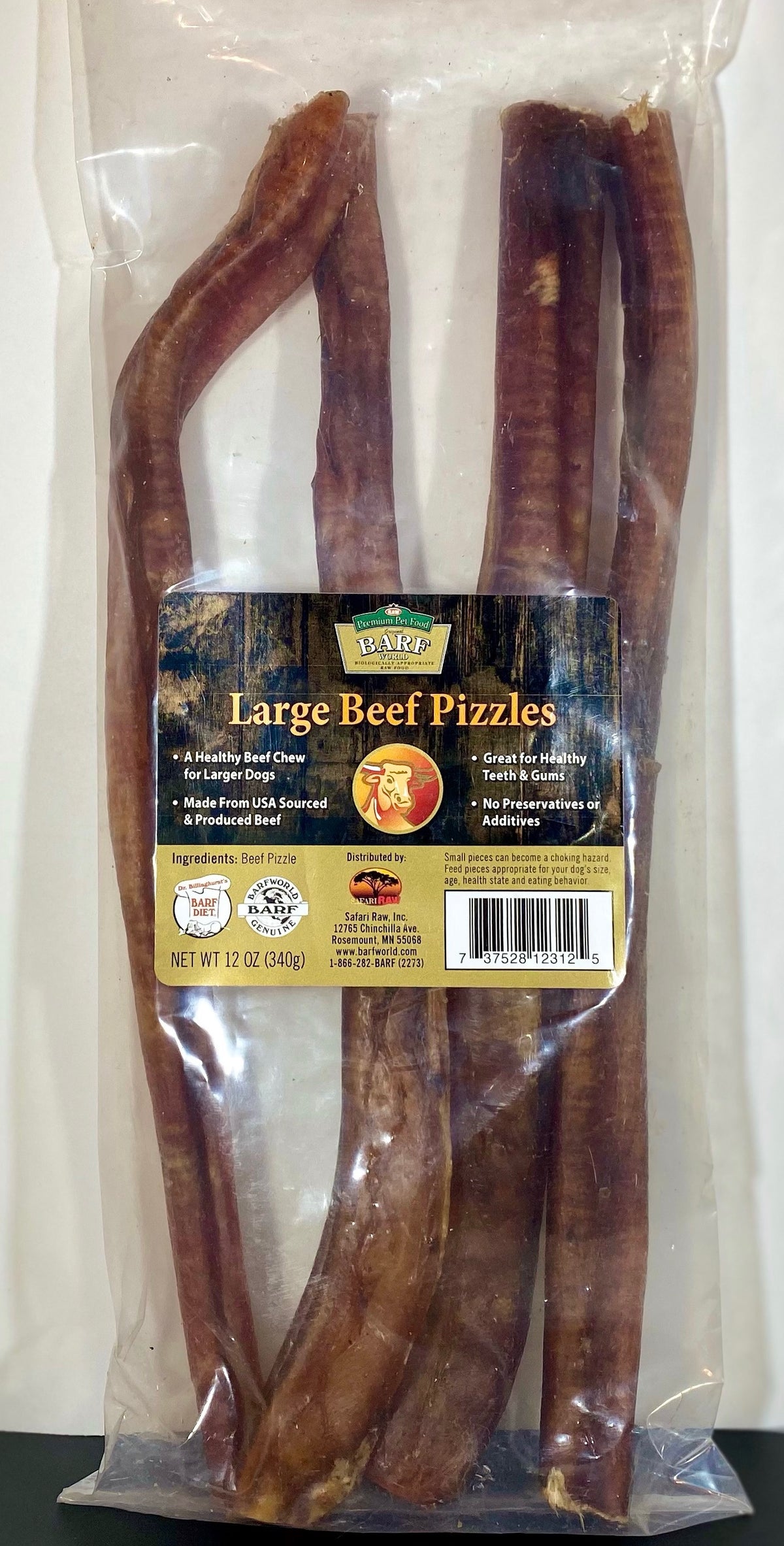 Bag of Large Beef Pizzles from BARF World
