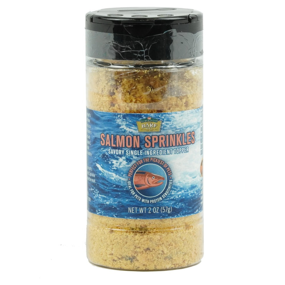 Shaker bottle of Salmon Sprinkles from BARF World