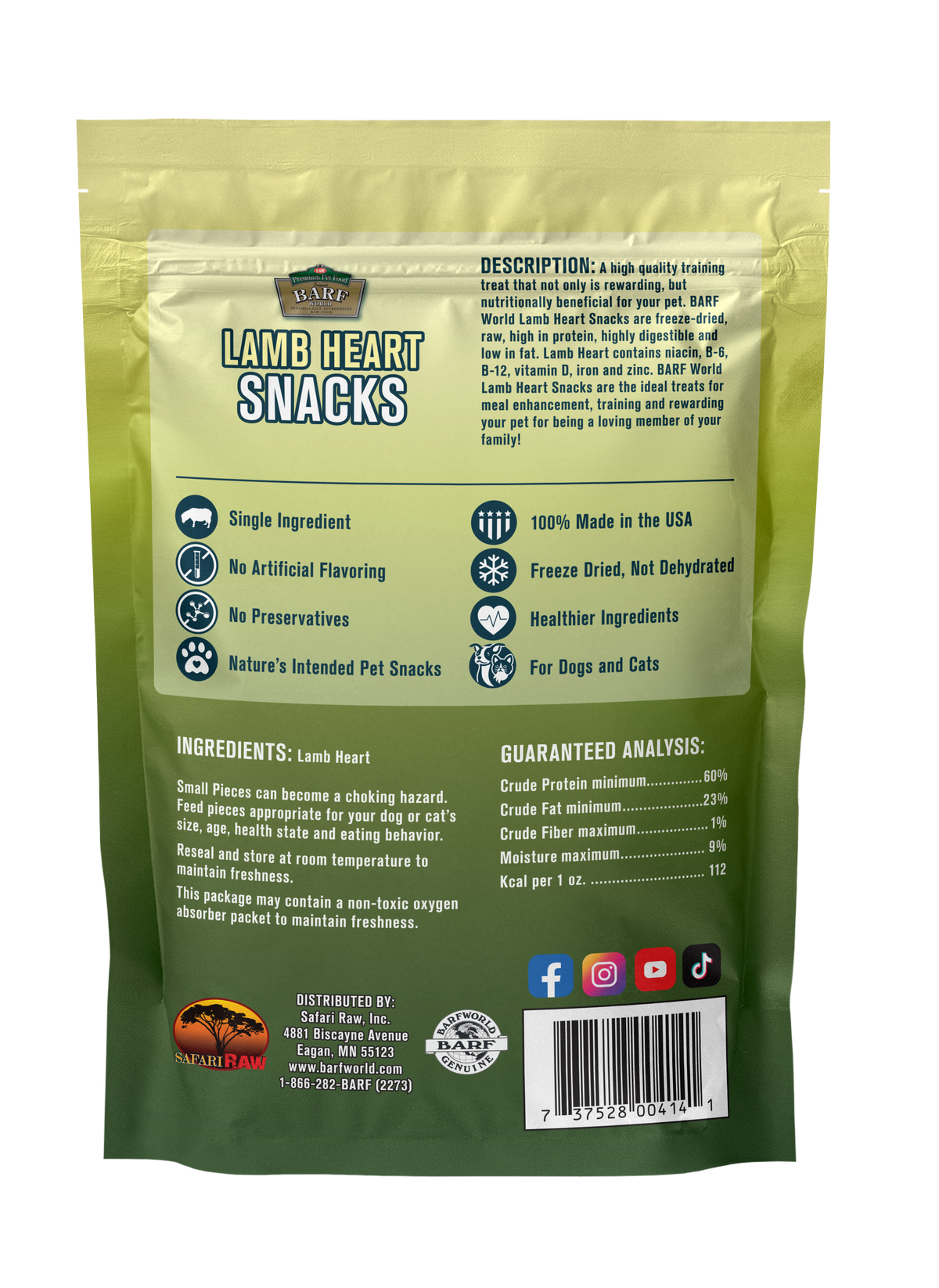 Freeze Dried Raw Lamb Hearts Treat or Topper