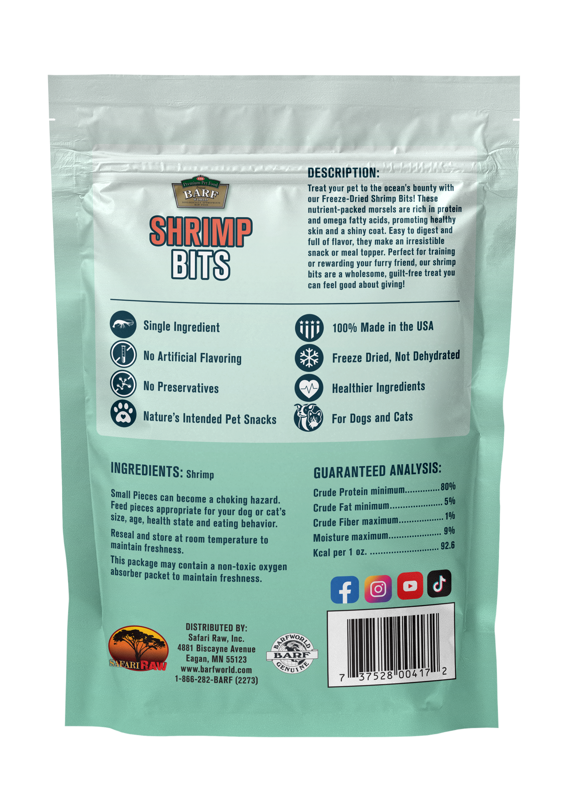 Freeze Dried Shrimp Bits Topper and Treat - BARF World Inc.