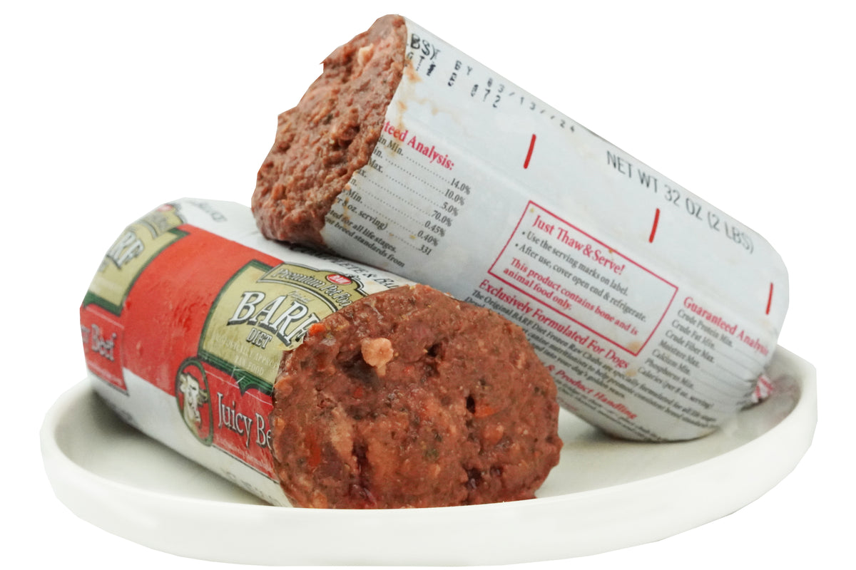 Image showing the mixture within our Juicy Beef frozen raw dog food