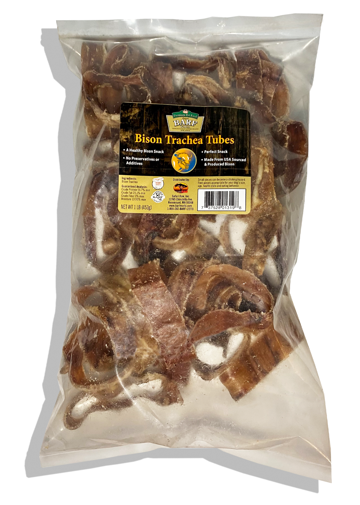 Bag of sliced bison trachea tubes from BARF World