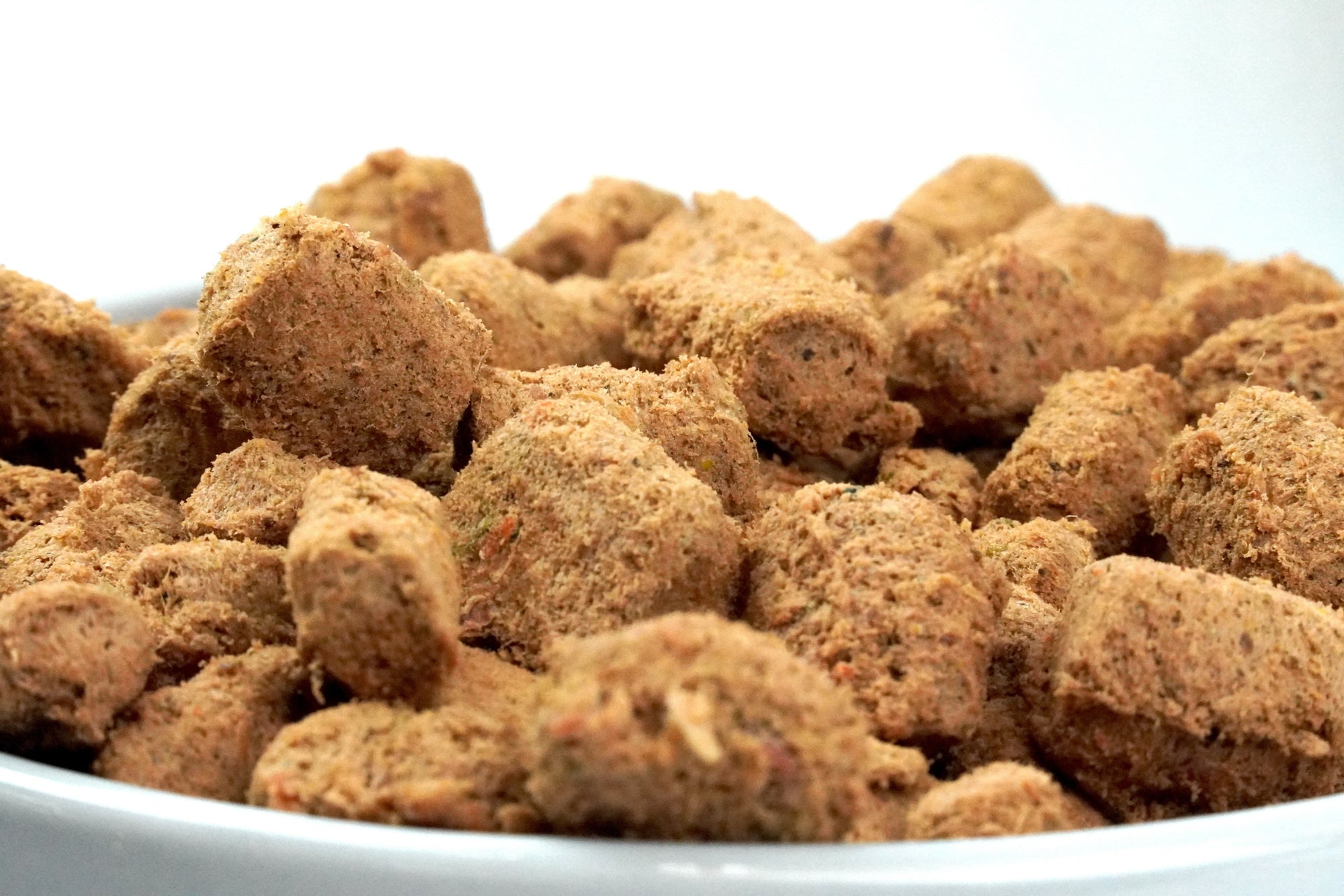 Close up showing freeze-dried nuggets for dogs
