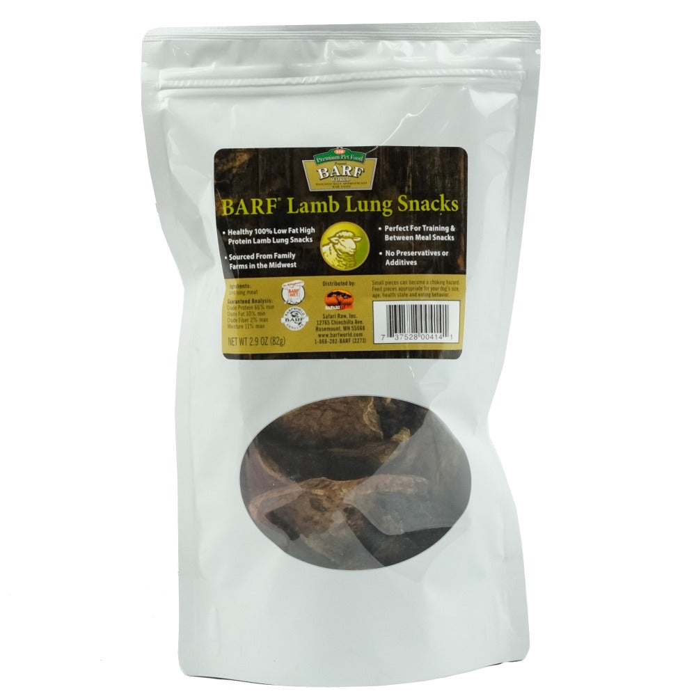 Bag of lamb lung dog treats from BARF World