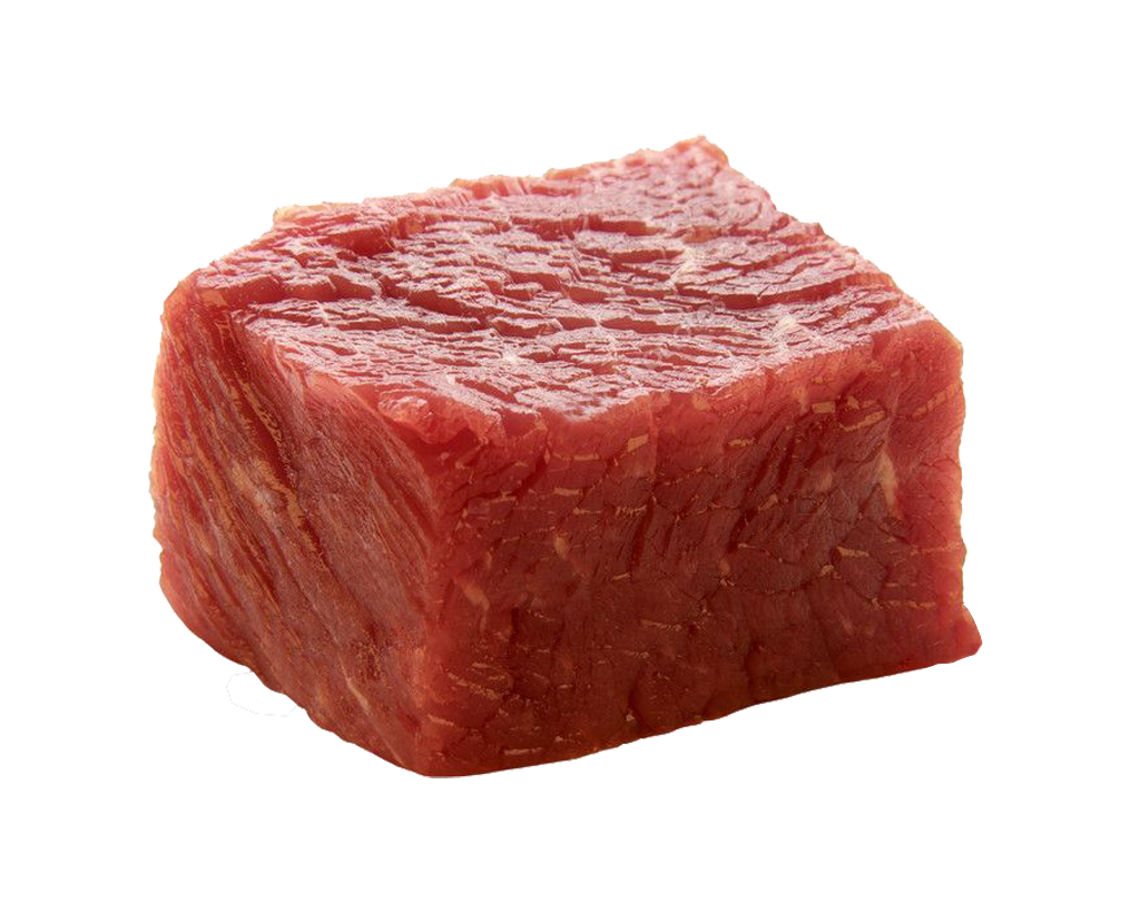 Cubed cut of raw beef